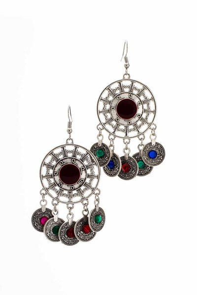 Gypsy Vintage Enamel Coin Earrings