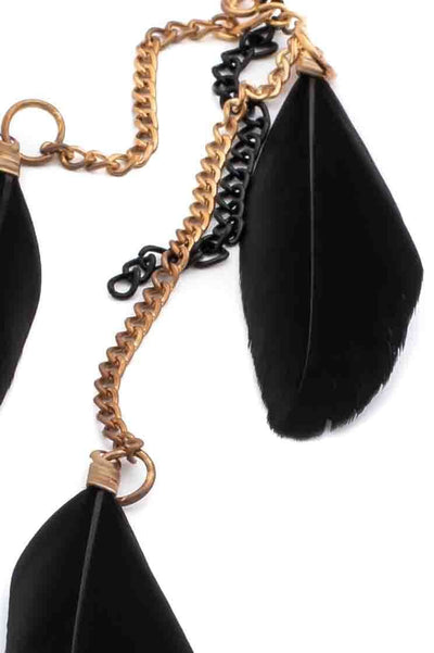 Boho chic feather earrings black - awatara