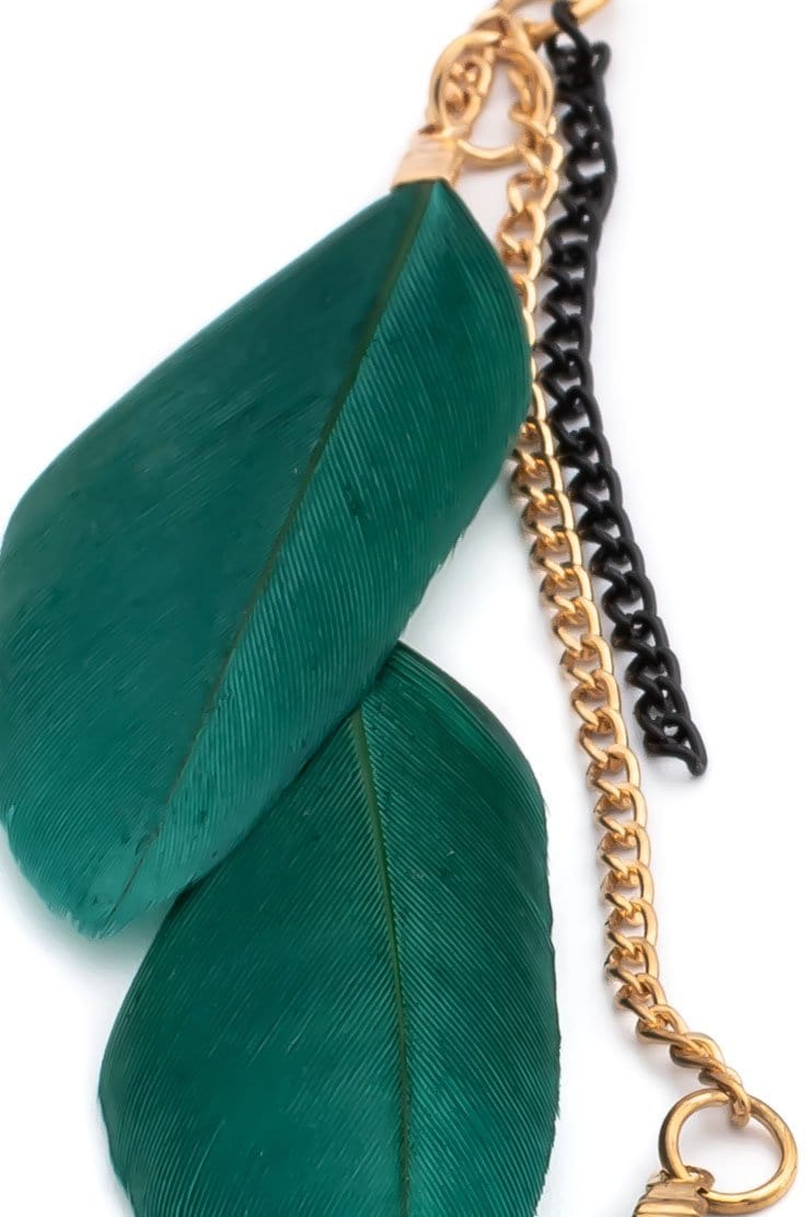 Boho chic feather earrings green - awatara