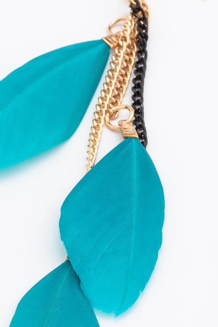 Boho chic feather earrings turquoise - awatara