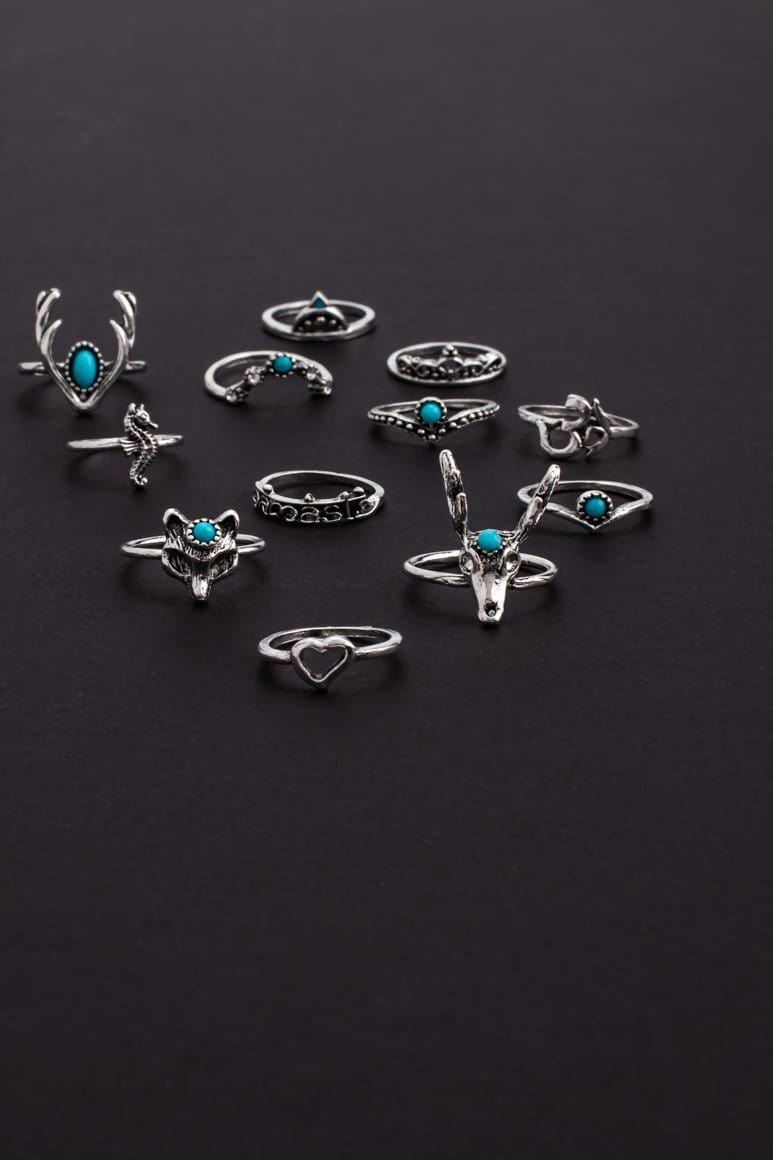 Bohemian style gypsy fashion 12 pieces set of midi  knuckle rings-awatara