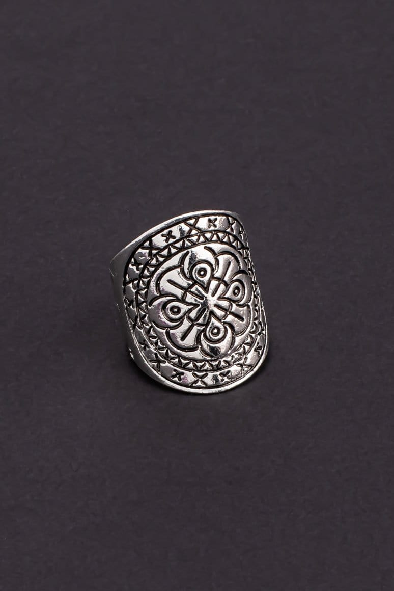  Metal silver bohemian style carving ring-awatara