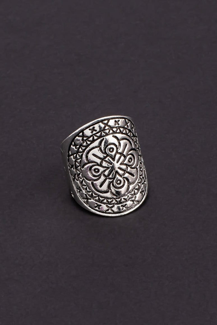  Metal silver bohemian style carving ring-awatara