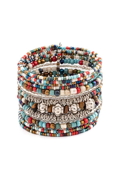 Boho multicolor summer cuff bracelet - awatara