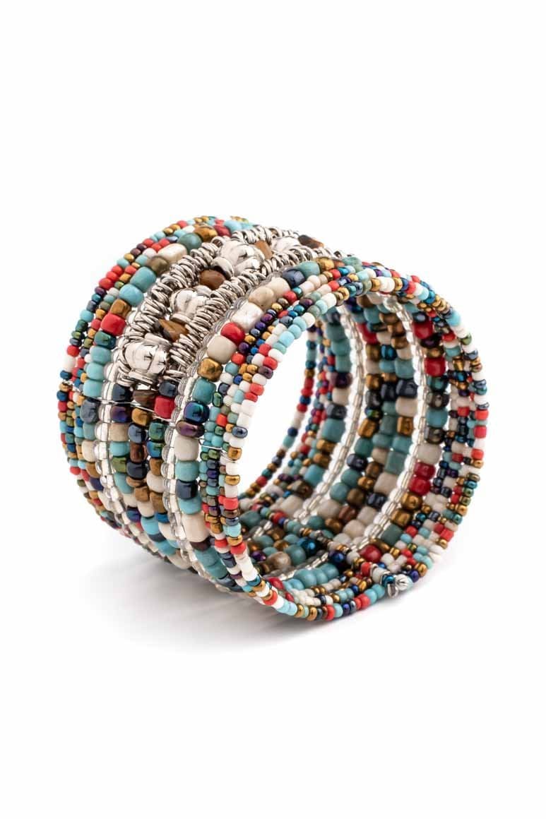 Boho multicolor summer cuff bracelet - awatara