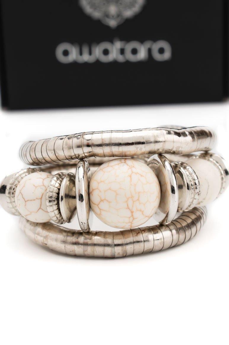 Bracelet multilayer white resin stones - awatara