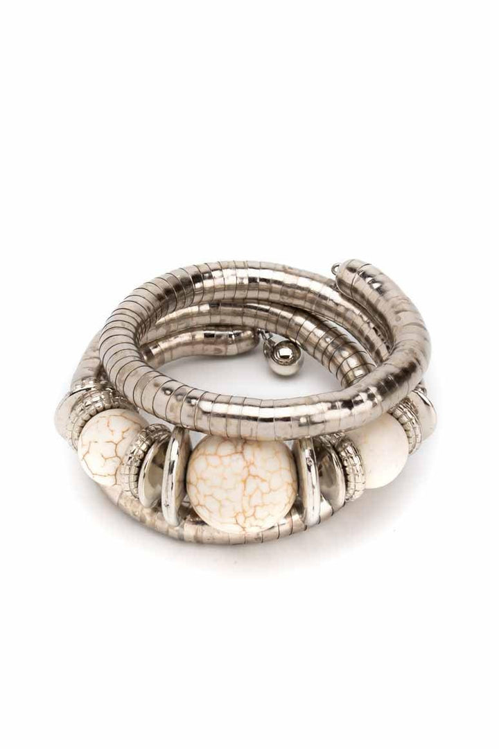 Bracelet multilayer white resin stones - awatara