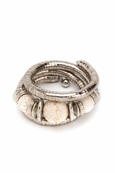 Bracelet multilayer white resin stones - awatara