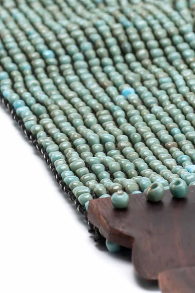 Elastic Turquoise Glass Beaded Belt - awatara