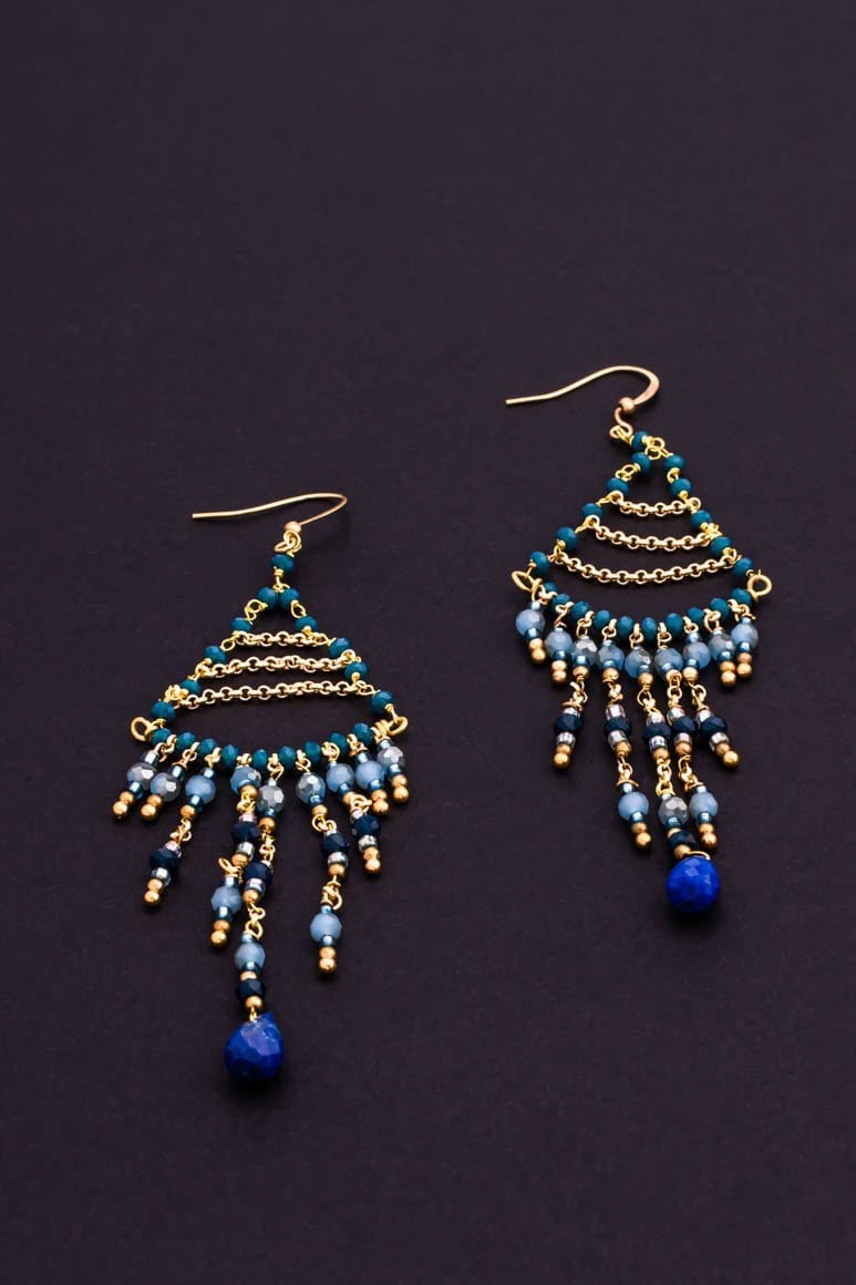 Elegant resort wear BLUE earrings - awatara