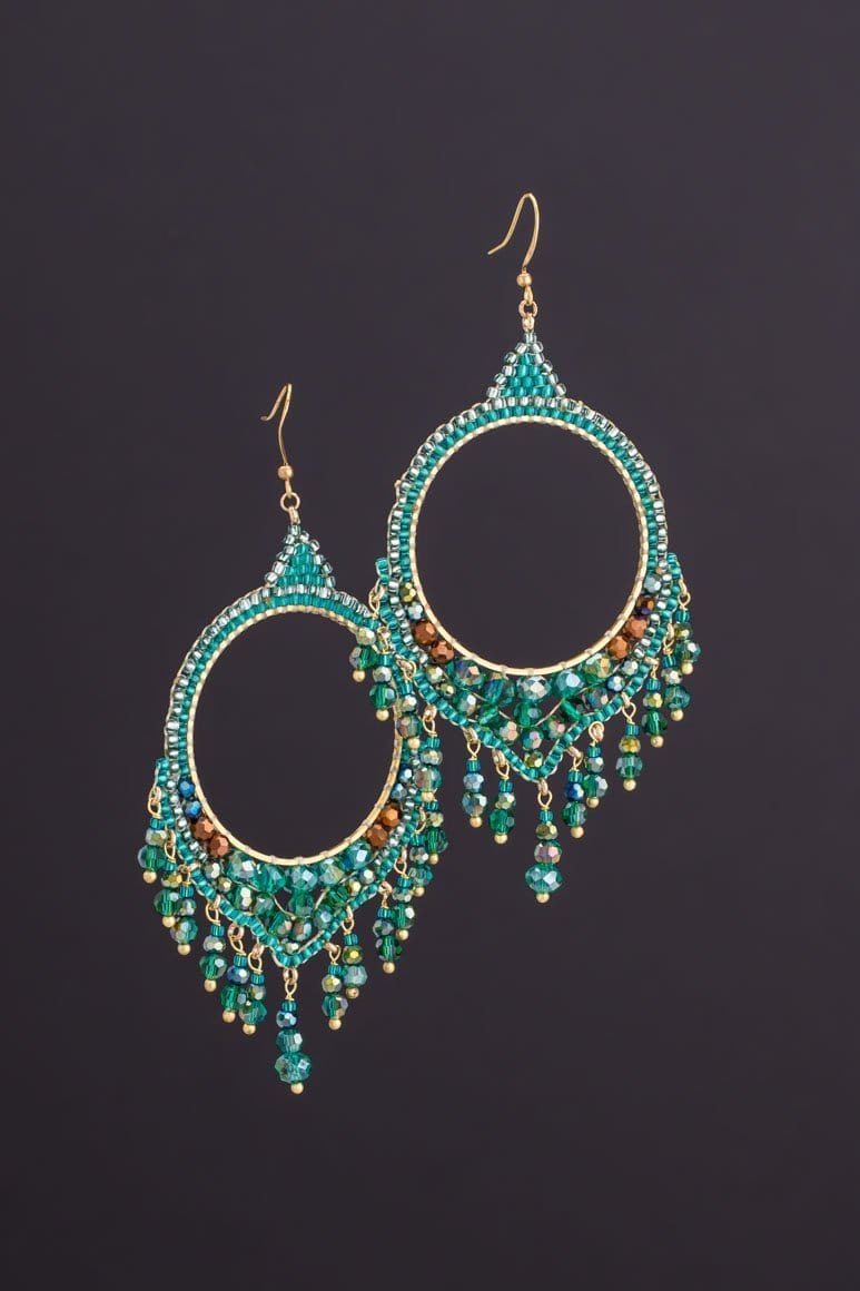 Elegant resort wear earrings GREEN - awatara
