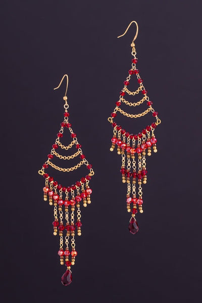 Elegant resort wear RED earrings - awatara