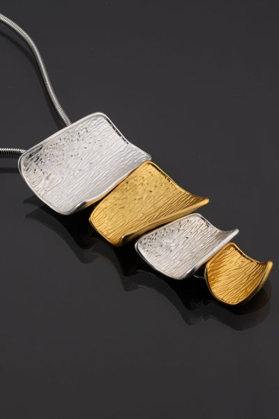 Elegant long hammered pendant necklace