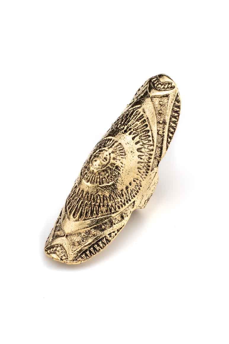 Bohemian chic Big size carving shield shape ring-awatara