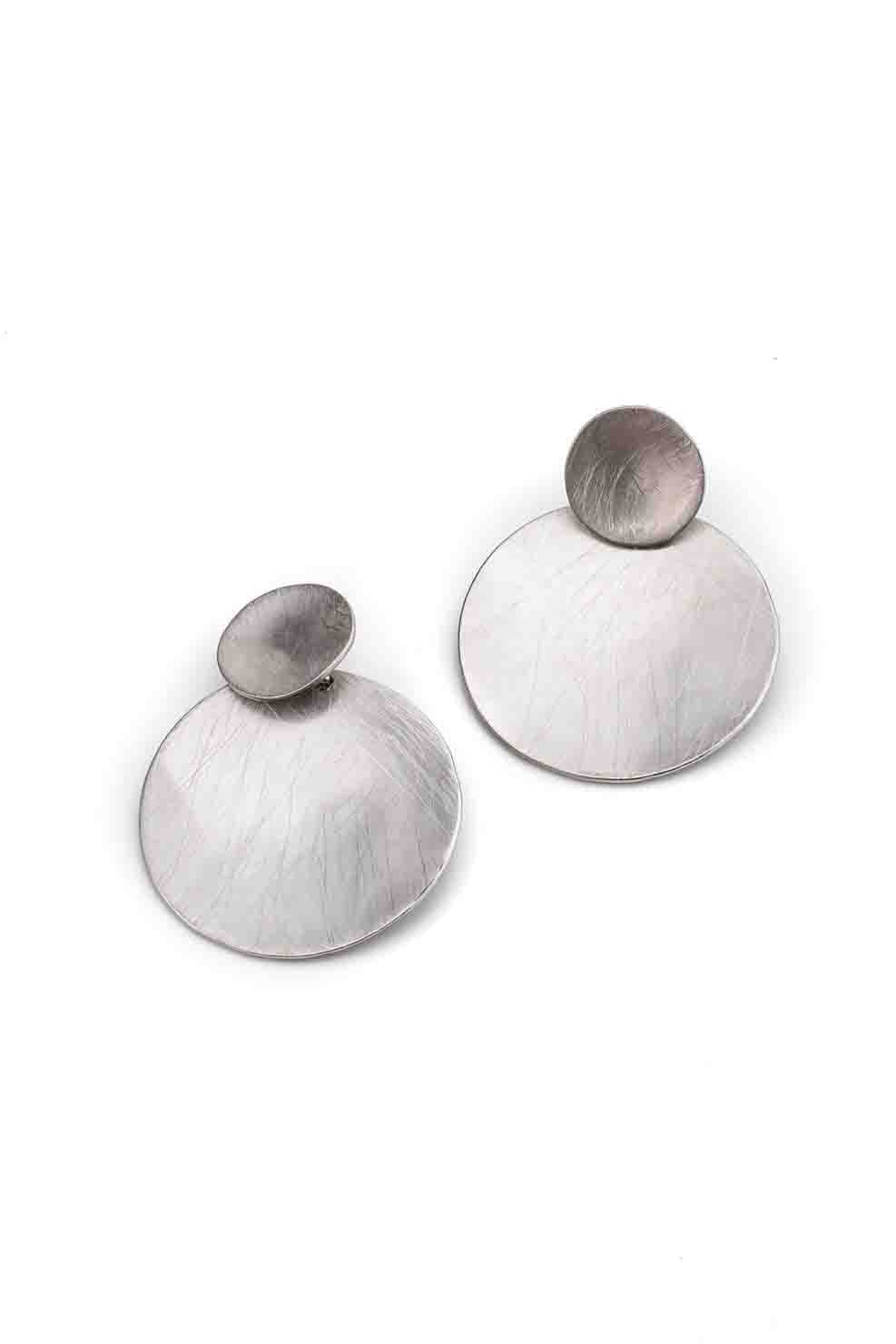 minimal disc shape geometric chic earrings silver