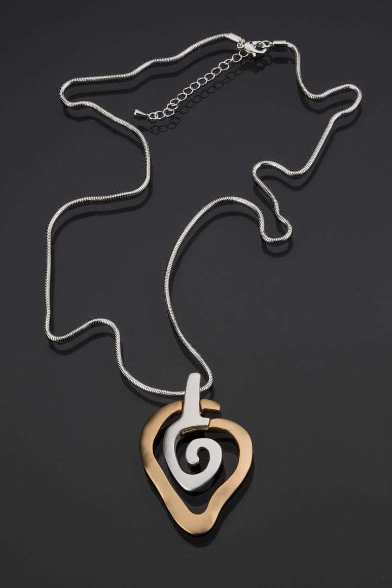 Elegant spiral shape pendant long necklace