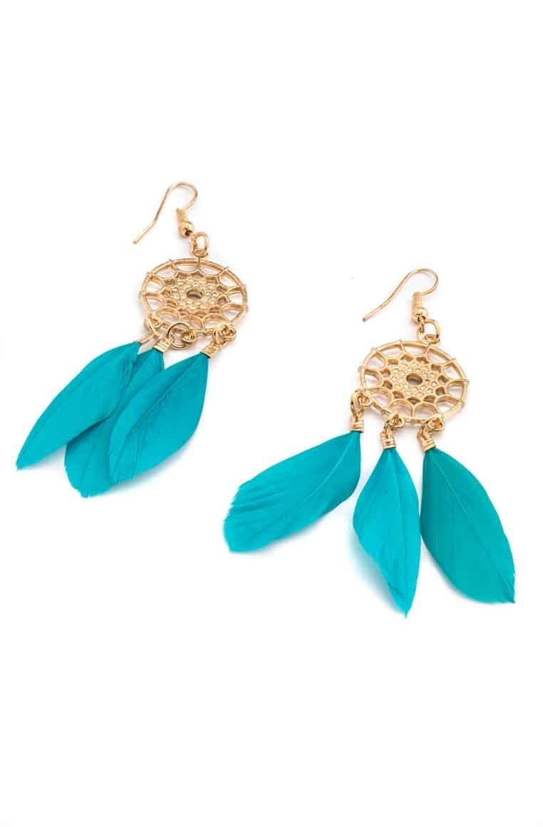 Ethnic Fashion Dreamcatcher Turquoise Earrings - awatara