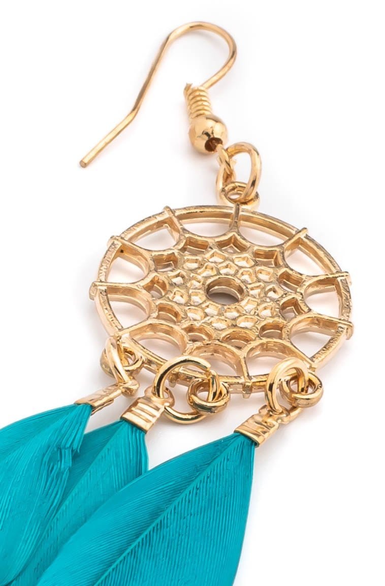 Ethnic Fashion Dreamcatcher Turquoise Earrings - awatara