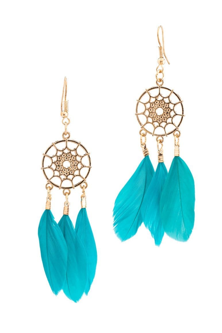 Ethnic Fashion Dreamcatcher Turquoise Earrings - awatara