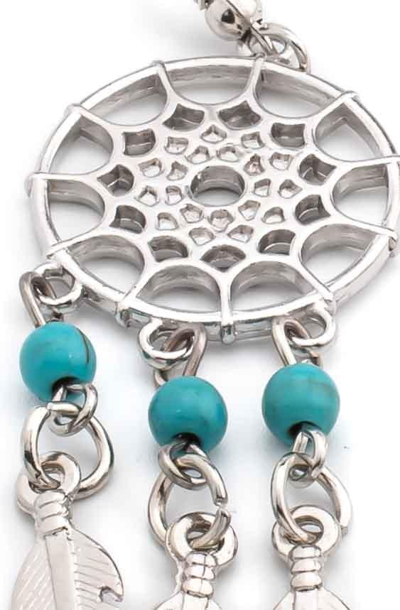 Ethnic Style Dreamcatcher Earrings BLUE - awatara