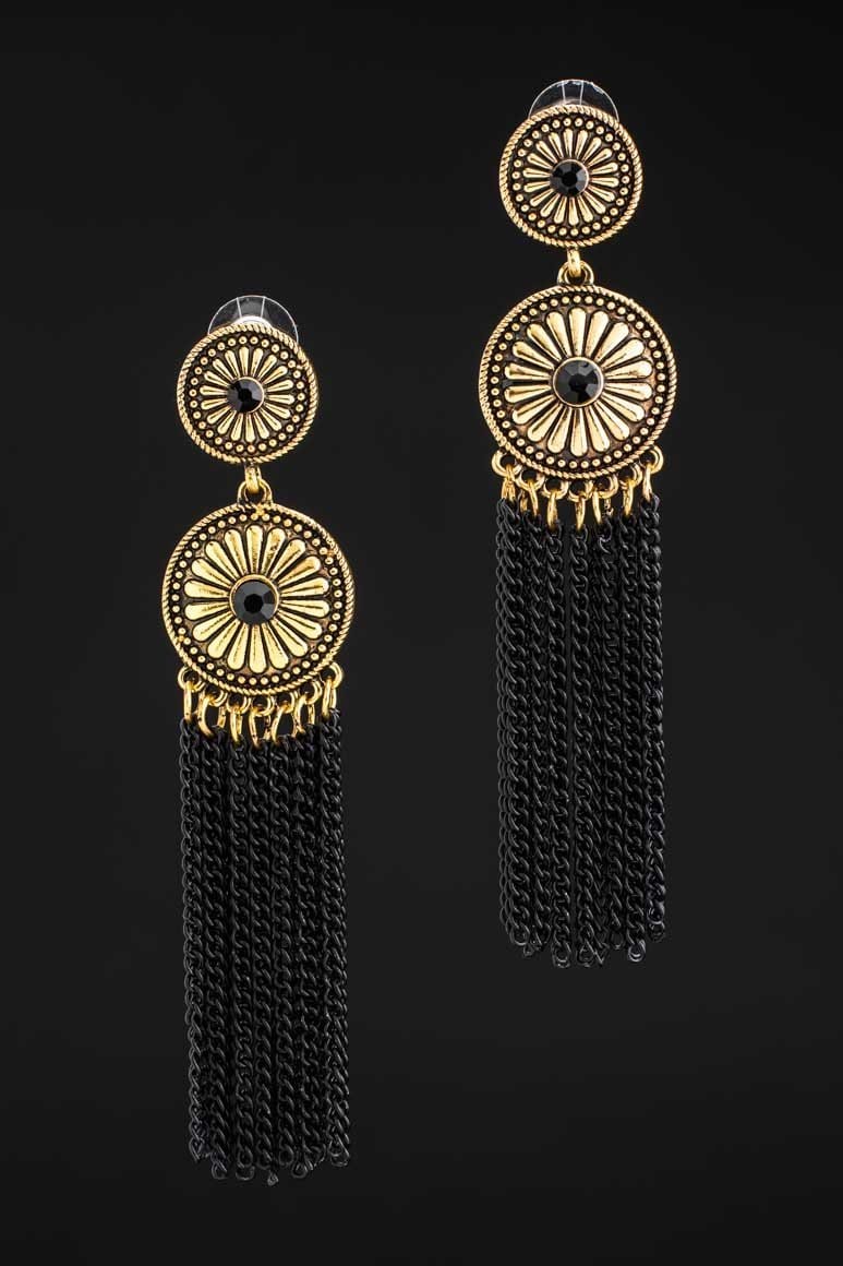 Ethnic style retro earrings Black - awatara