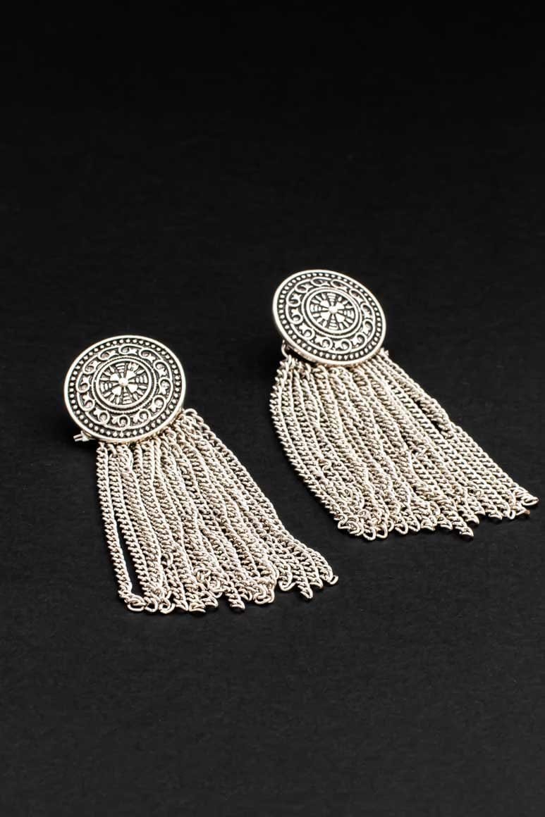 Ethnic style retro earrings in silver - awatara