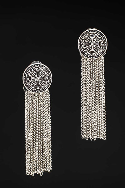 Ethnic style retro earrings in silver - awatara