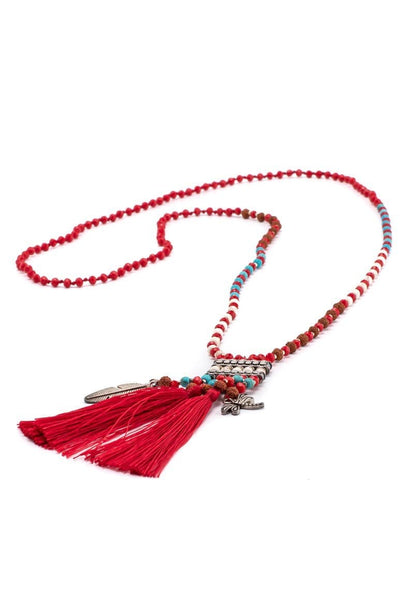 Ethnic style tassel necklace - awatara