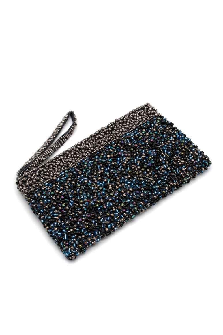 Glass beads BLUE purse - awatara