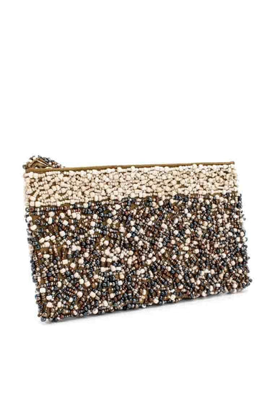 Glass beads cream purse - awatara