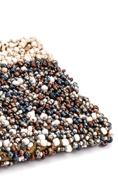 Glass beads cream SMALL purse - awatara