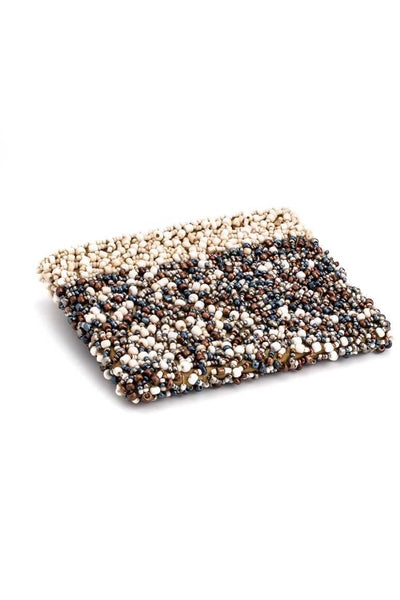 Glass beads cream SMALL purse - awatara