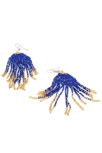 GLASS BEADS EARRINGS BLUE - awatara