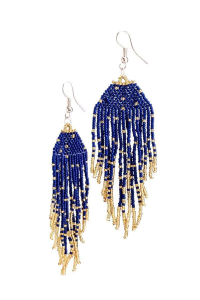 GLASS BEADS EARRINGS BLUE - awatara