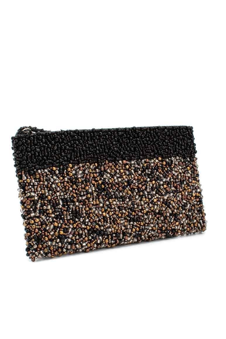 Glass beads GOLD BLACK purse - awatara