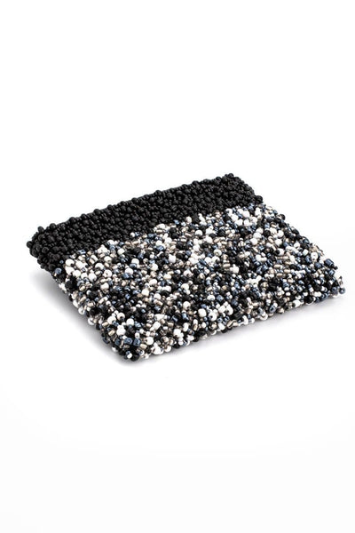 Glass beads SMALL purse BLACK & WHITE - awatara