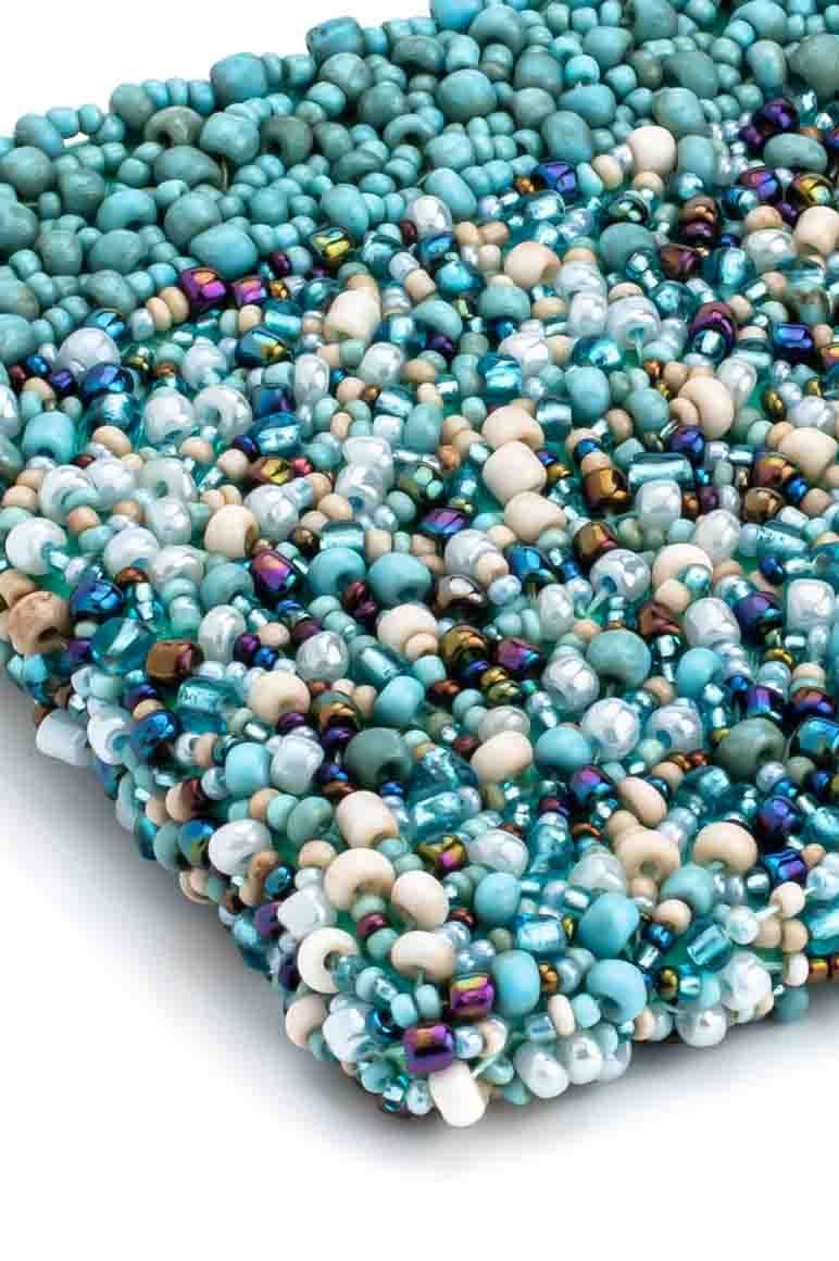 Glass beads SMALL purse TURQUOISE - awatara