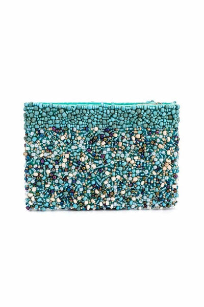 Glass beads SMALL purse TURQUOISE - awatara
