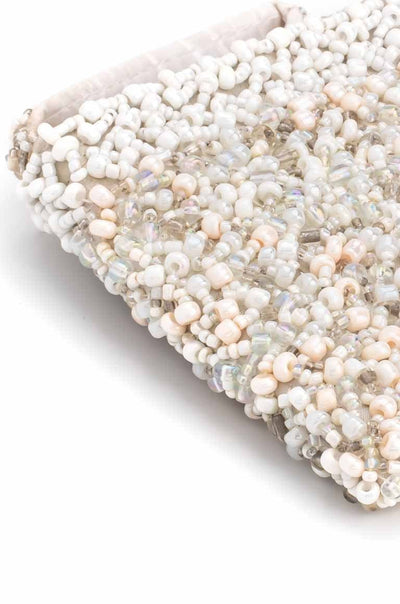 Glass beads SMALL purse WHITE - awatara