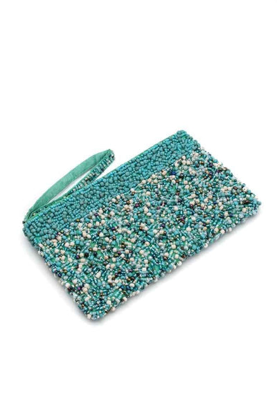 Glass beads turquoise purse - awatara