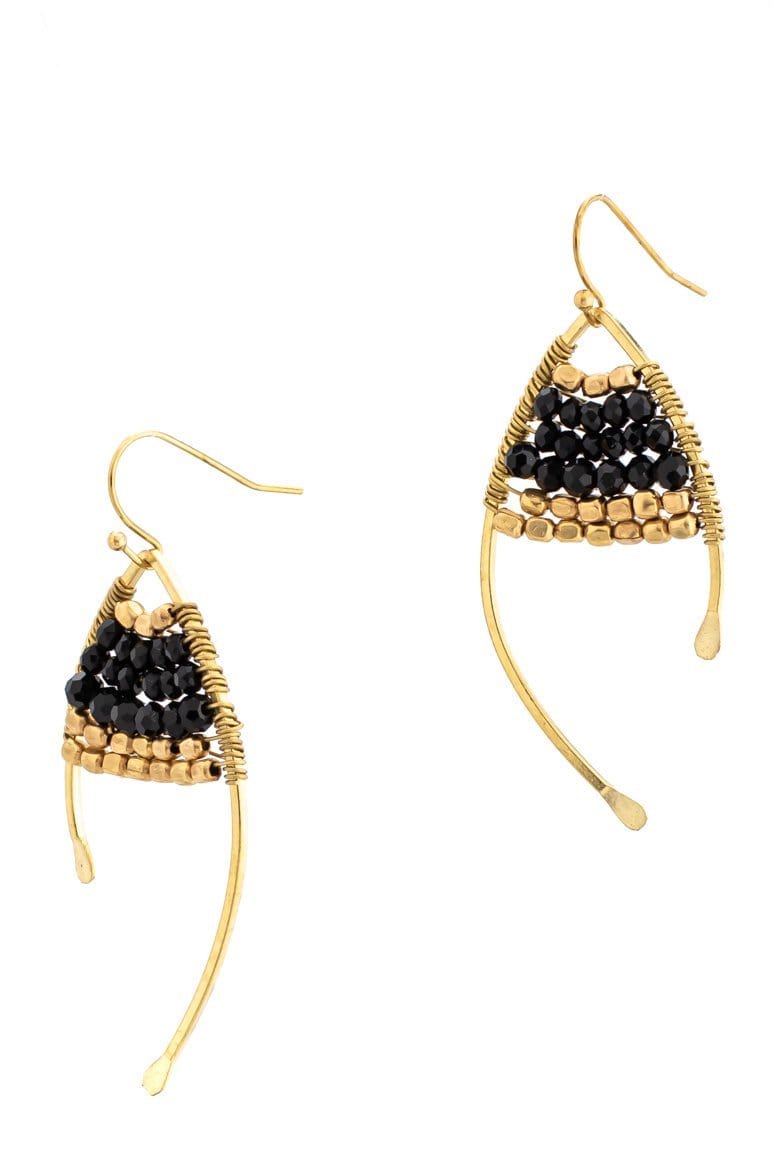 Handcrafted BLACK elegant earrings - awatara