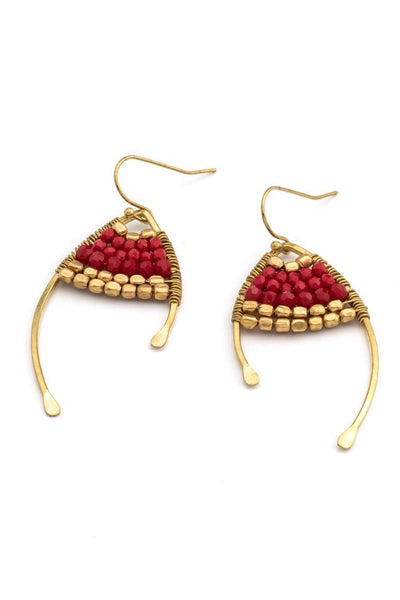 Handcrafted red elegant earrings - awatara