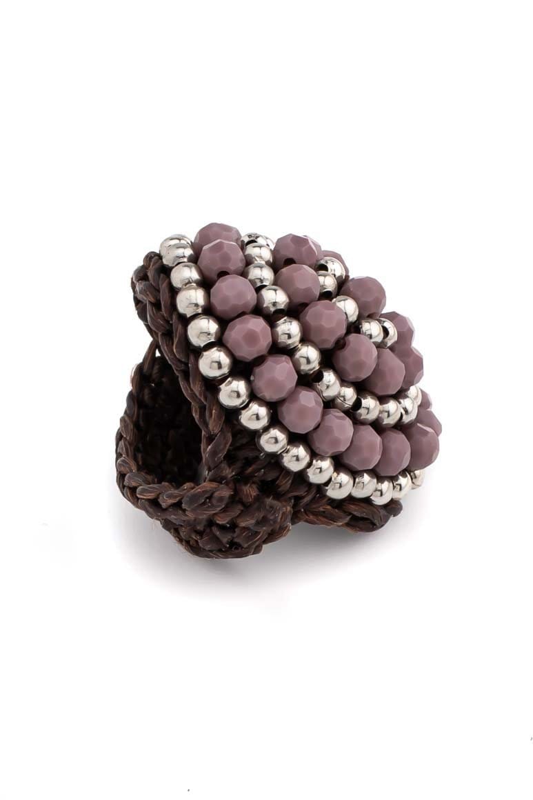 HANDMADE CRYSTALS RING BROWN - awatara