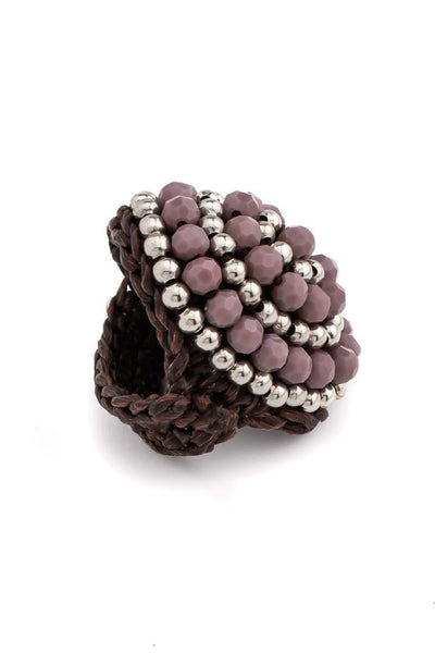 HANDMADE CRYSTALS RING BROWN - awatara