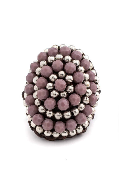 HANDMADE CRYSTALS RING BROWN - awatara