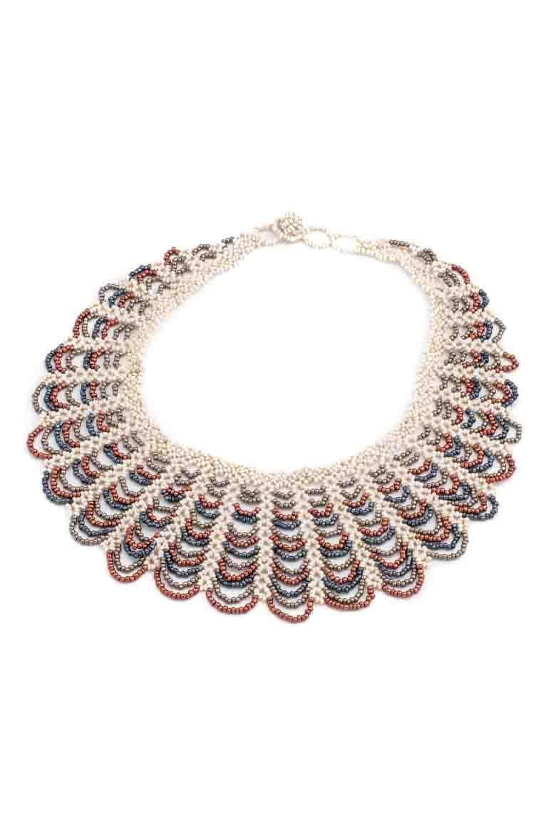 HANDMADE GLASS BEADS SHORT NECKLACE - awatara