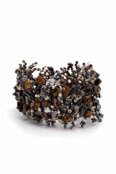 Handmade stone lattice bracelet BROWN - awatara
