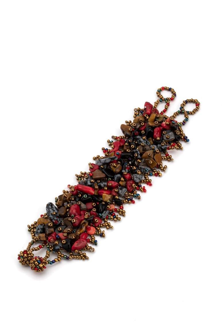 Handmade stone lattice bracelet RED - awatara