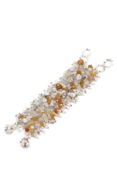 Handmade stone lattice bracelet WHITE - awatara