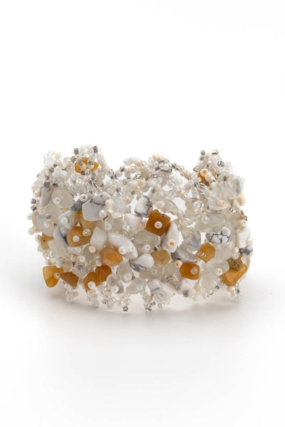 Handmade stone lattice bracelet WHITE - awatara